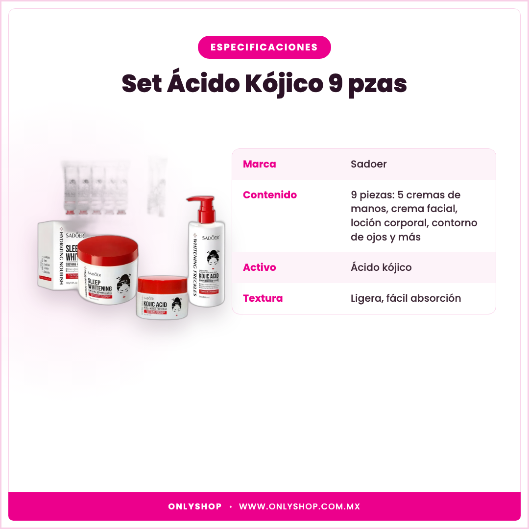 Set Aclarante Ácido Kójico Sadoer — especificaciones | OnlyShop