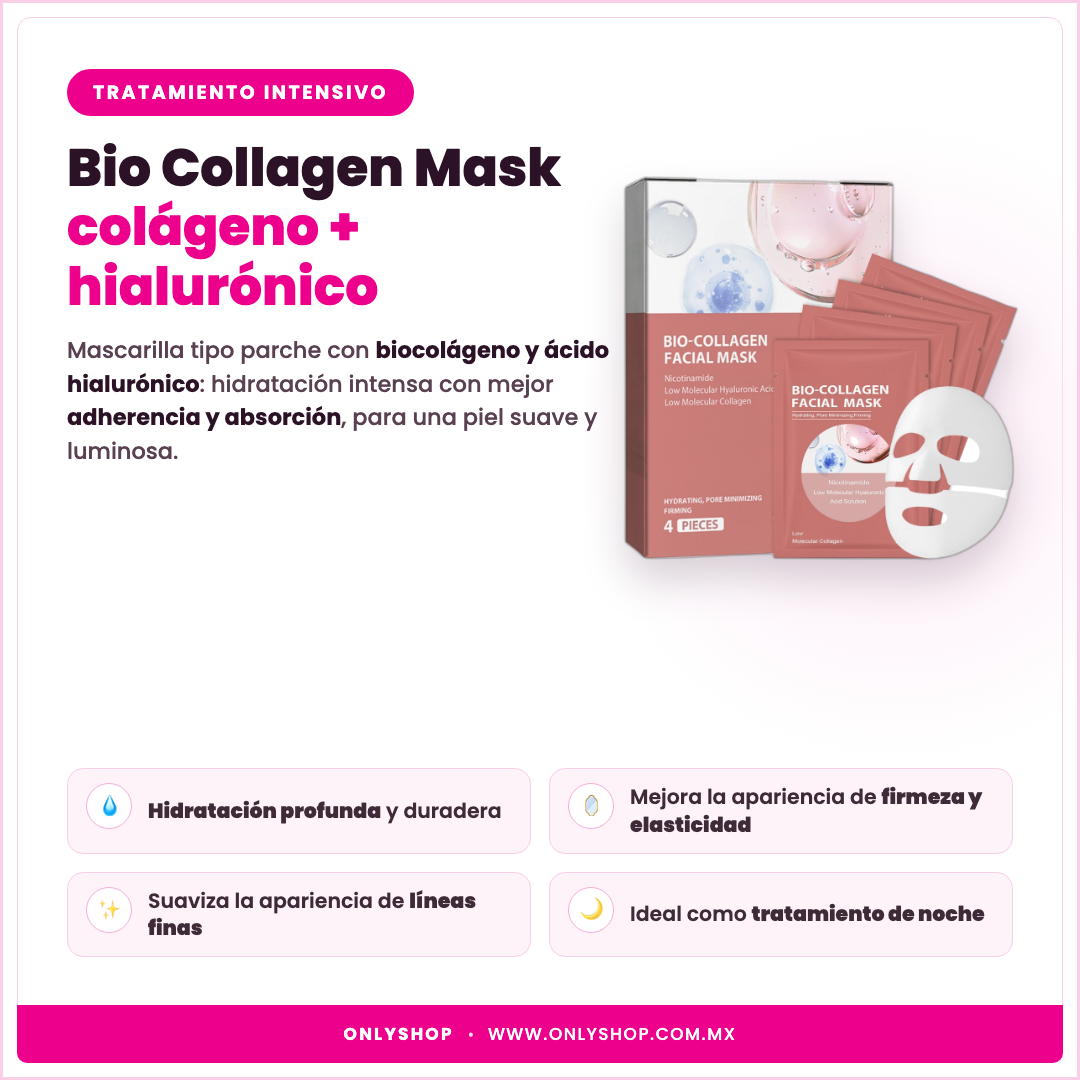 Mascarilla Bio Collagen 4 pzas — descripción y beneficios | OnlyShop
