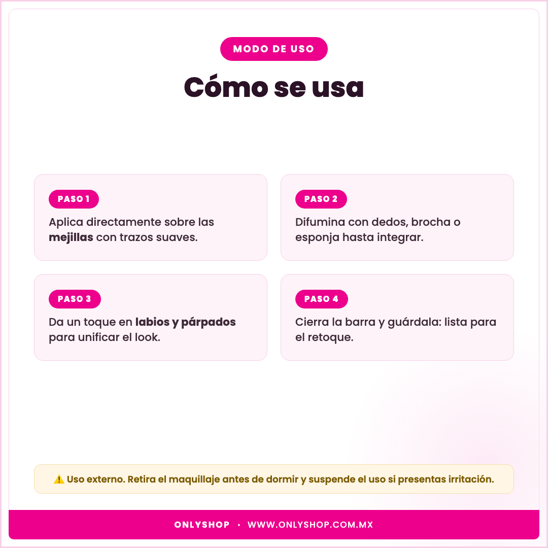 Rubor en Barra 3 en 1 — modo de uso | OnlyShop