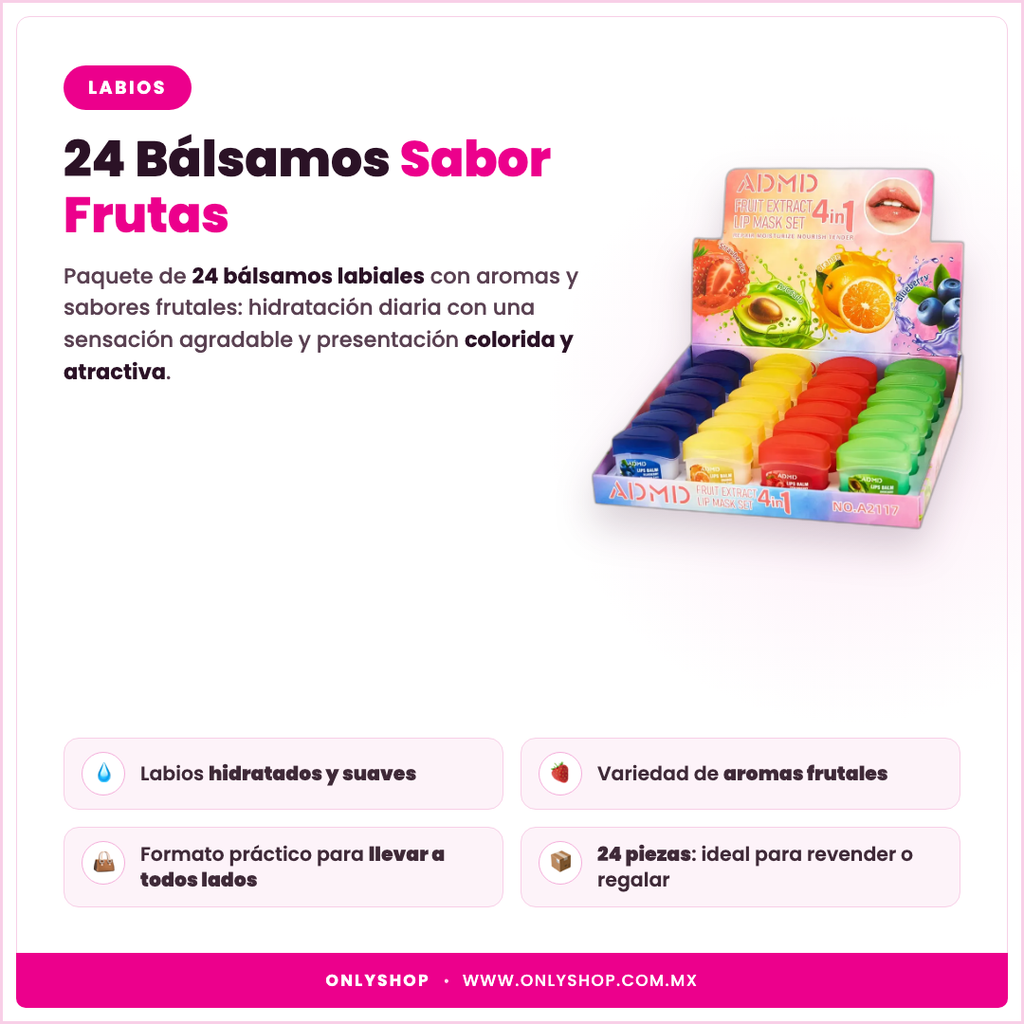 24 Bálsamos Sabor Frutas — descripción y beneficios | OnlyShop