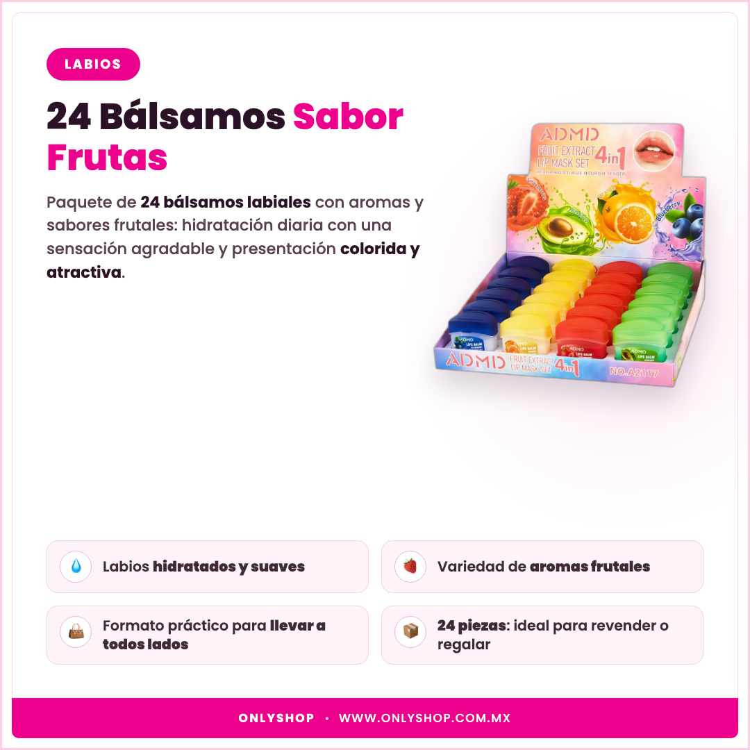 24 Bálsamos Sabor Frutas — descripción y beneficios | OnlyShop