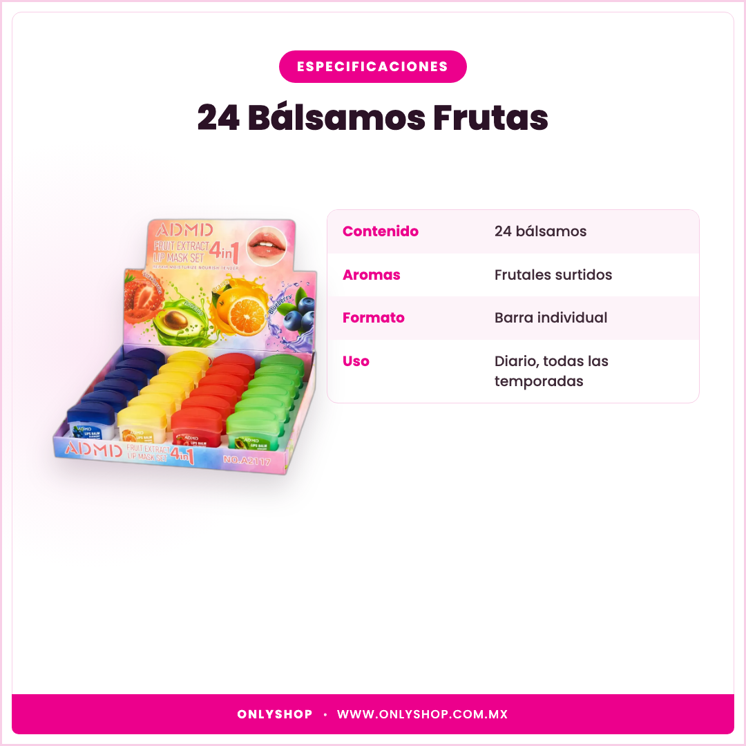 24 Bálsamos Sabor Frutas — especificaciones | OnlyShop