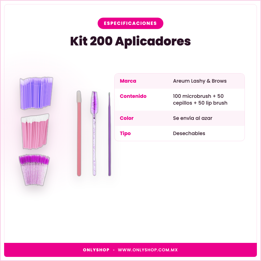 Kit 200 Aplicadores Areum — especificaciones | OnlyShop