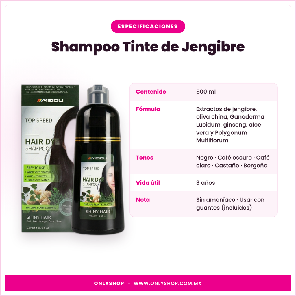 Shampoo Tinte de Jengibre — especificaciones | OnlyShop