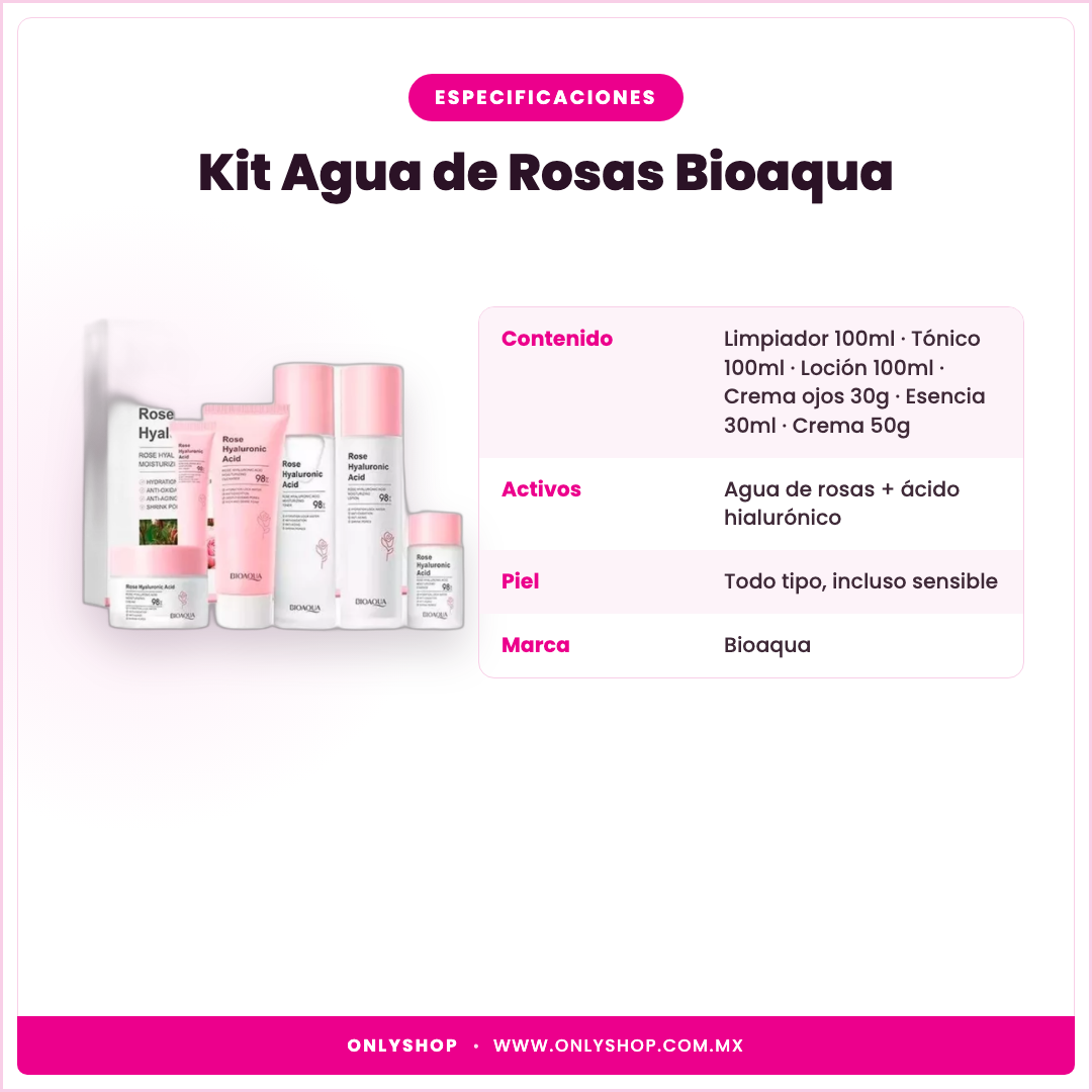 Kit Agua de Rosas — especificaciones | OnlyShop