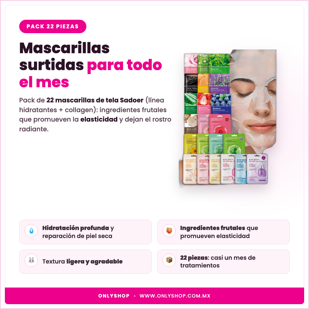 22 Mascarillas Surtidas — descripción y beneficios | OnlyShop