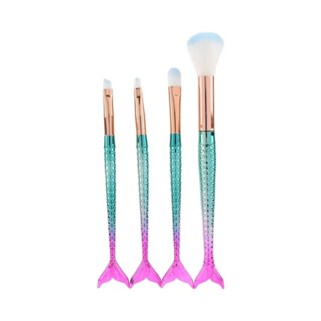 Set de 4 brochas cola de sirena tornasol