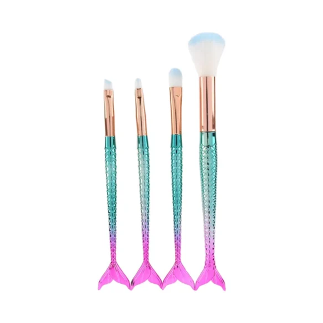 Set de 4 brochas cola de sirena tornasol