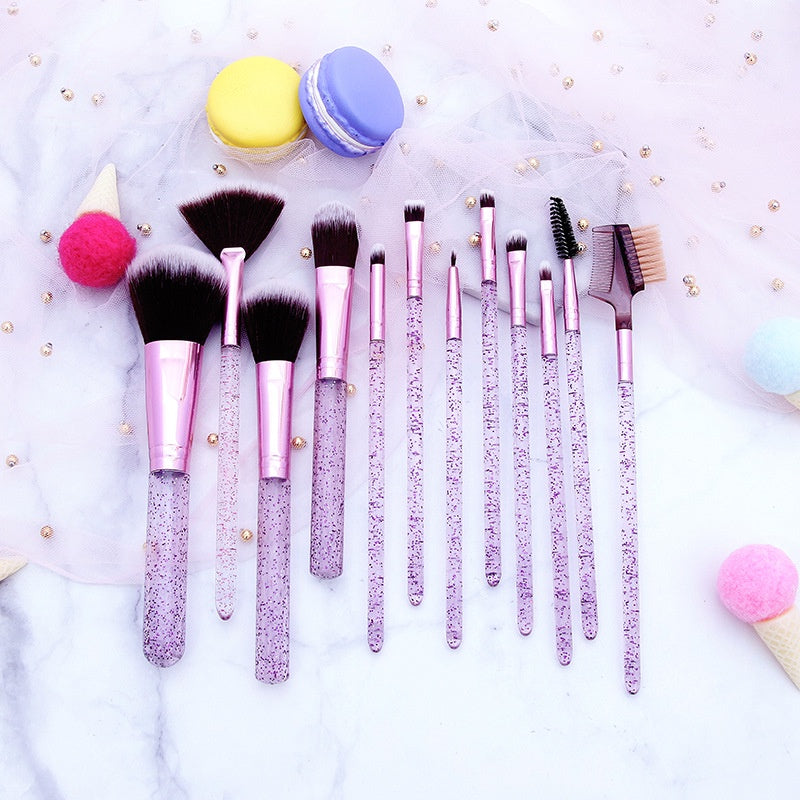 Set de 12 brochas Glitter Crystal con Estuche Calidad Premium OnlyShop Mexico